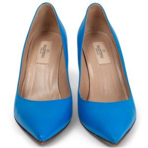 Valentino Rockstud 85 Pointed Toe Pump Electric Neon Blue Stud Stiletto Heel
